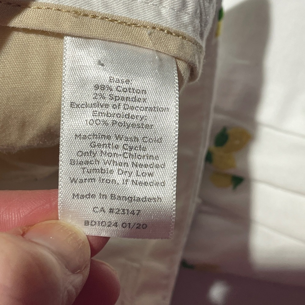 Talbots Lemon Embroidered Preppy Chino Pants Womens 2P Fruit Coastal Whimsical - Picture 8 of 8